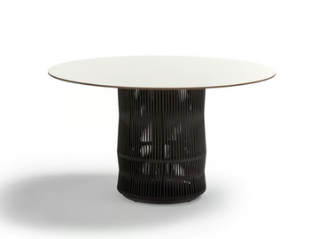 WEAVE - Round table with rope base and stoneware top by POINT