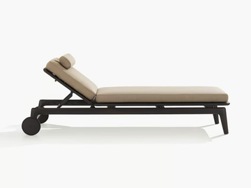 MAGNOLIA - Recliner fabric sun lounger with castors by Poliform