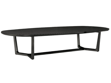 TRIDENTE - Oval low wooden coffee table for living room by Poliform