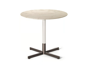 BOB BISTROT - Round Calacatta Oro marble table with 4-star base by Poltrona Frau