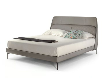 COUPÈ DE LUXE - Leather bed with upholstered headboard by Poltrona Frau