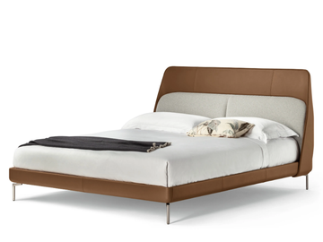 COUPÉ - Leather bed with upholstered headboard by Poltrona Frau