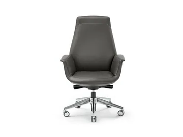 DOWNTOWN - Swivel leather executive chair with 5-spoke base with castors by Poltrona Frau