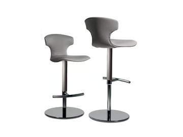 MONTERA MAS - Swivel high leather stool with back by Poltrona Frau