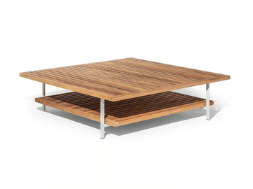SOLARIA - Square low teak garden side table by Poltrona Frau