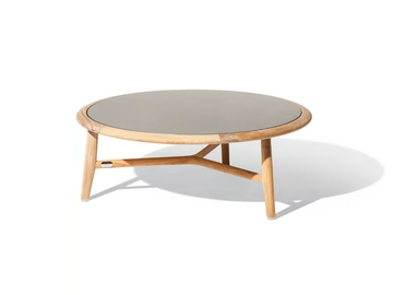 THE SECRET GARDEN - Low round teak garden side table with stoneware top by Poltrona Frau