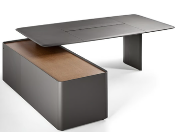 TRUST 5644711 - Rectangular tanned leather executive desk with shelves by Poltrona Frau