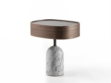 EKERO NIGHT - Marble and wood bedside table by Porada