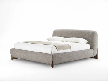 SOFTBAY - Wooden double bed with upholstered headboard by Porada