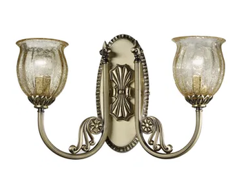 AMANDA 227/A2 - Antique brass wall light with amber crackle glass by Possoni Illuminazione