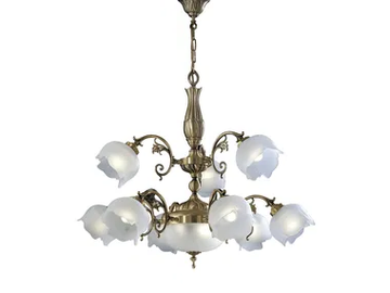 BIANCA 25/6+3+2 - Satin brass chandelier with glass by Possoni Illuminazione