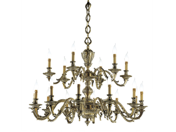 BRAD 1167/12+6 - Antique Brass chandelier by Possoni Illuminazione