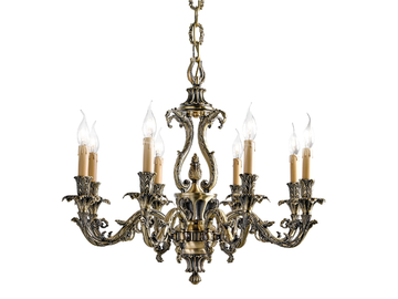 CAESAR 798/8 - Antique Brass chandelier by Possoni Illuminazione