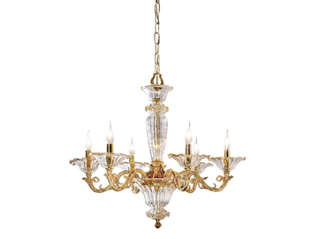 CHARLOTTE 4795/6 - French Gold chandelier with glass by Possoni Illuminazione