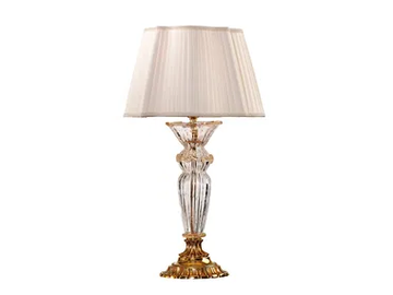 CHARLOTTE 4795/LG - Gold plated table lamp with glass and shade by Possoni Illuminazione