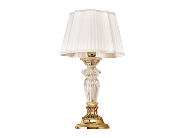 CHARLOTTE 4795/LP - Shaded gold plated table lamp with glass and silk shade by Possoni Illuminazione