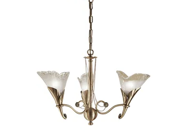 CREAMY 315/3 - Antique brass finish chandelier with white glass by Possoni Illuminazione