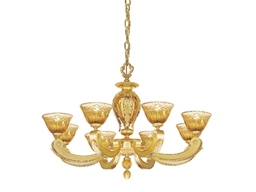 EDEN 265/8 - Sanded gold plated chandelier with amber crystal by Possoni Illuminazione