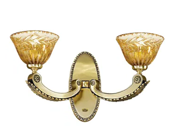 EDEN 265/A2 - Antique Brass wall lamp with ambra crystal by Possoni Illuminazione