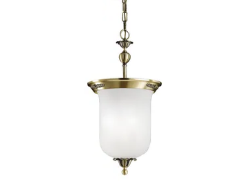 ELISABETH 1972/3-SAT - Antique Brass finish pendant with satin glass by Possoni Illuminazione