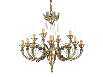 GINEVRA 858/8+4 - Antique Brass chandelier by Possoni Illuminazione