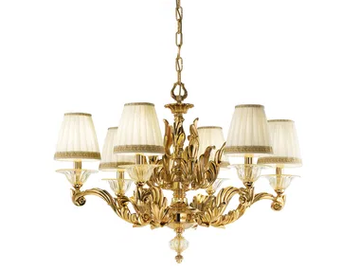 LUCILLA 550/6 - Aded gold plated chandelier with clear crystal and shades by Possoni Illuminazione