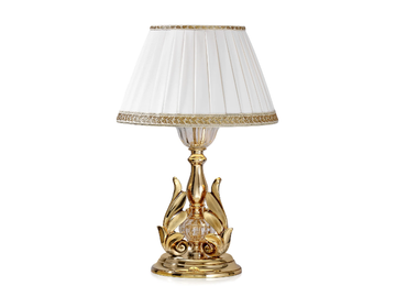 LUCILLA 550/LG - Shaded gold plated table lamp with crystal and shade by Possoni Illuminazione