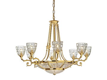 RAFFAELLO 1999/6+8-C - Gold plated chandelier with crystal by Possoni Illuminazione