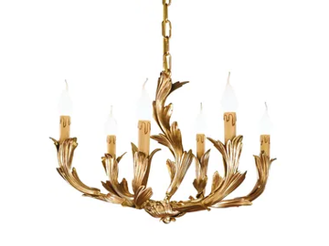SOLANGE 333/6 - French Gold Chandelier by Possoni Illuminazione