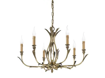SOLANGE 337/6 - Antique brass chandelier by Possoni Illuminazione