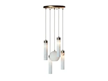 TUBE & BALL 2005/S5 - Light antique brass chandelier and alabaster by Possoni Illuminazione