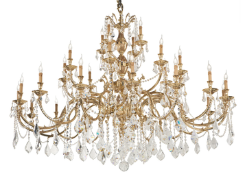 WINDSOR 888/28D2-SH/P - French Gold chandelier with Schoeler crystals by Possoni Illuminazione