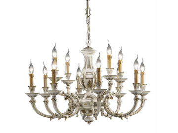 WINDSOR 888/8+4-091 - Antique white and gold chandelier by Possoni Illuminazione