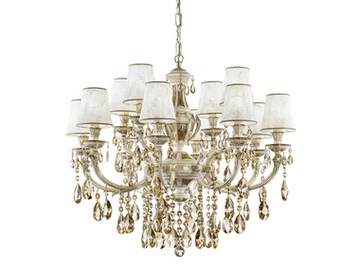 WINDSOR 888/8+4-PZ-GG - Antique white/gold chandelier with Schoeler crystals by Possoni Illuminazione