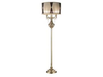WINDSOR 888/P3-SH/P - French gold floor lamp with Schoeler crystals and shade by Possoni Illuminazione