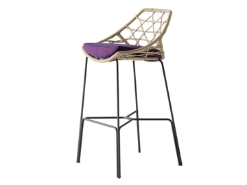 CUT 910/AR - High fabric garden stool with back by Potocco