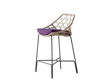 CUT 910/SR - High fabric garden stool with back by Potocco