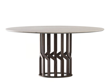 INTRECCIO 950/TC-FIX - Round ash table with marble top by Potocco