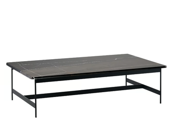 LITTLE T 878/TR - Rectangular low metal coffee table with marble top by Potocco