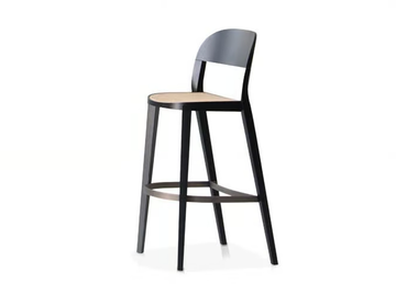 MINIMA 949/AC - High Vienna straw and ash stool with back by Potocco