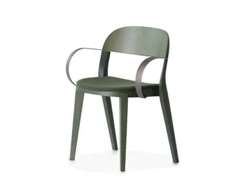 MINIMA 949/PI - Stackable wooden chair with armrests and integrated cushion by Potocco