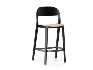 MINIMA 949/SC - High Vienna straw and ash stool with back by Potocco