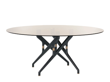TORSO 837/T4 - Round wood and glass dining table by Potocco