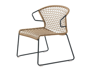 VELA 698/LP - Garden sled base nautical rope armchair with armrests by Potocco