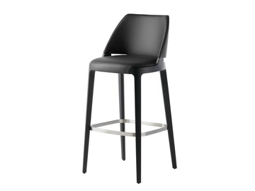 VELIS 942/A - Upholstered high leather stool with back by Potocco