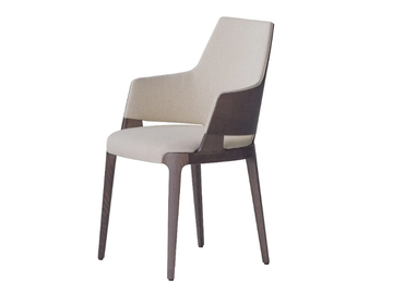 VELIS WOOD 942/PB7W - Upholstered fabric easy chair with armrests by Potocco