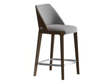 VELIS WOOD 942/SW - High upholstered fabric stool with back by Potocco