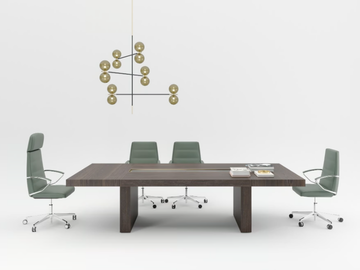BLOCK 2.0 - Modular rectangular wooden meeting table with cable management by PROF