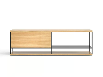 LITERATURA OPEN - Low wooden TV cabinet with flap doors by Punt