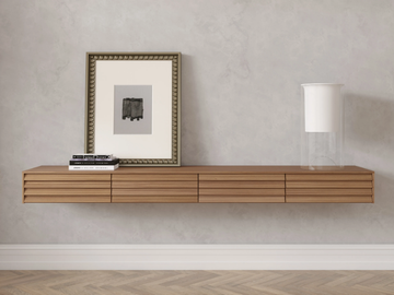 SUSSEX SLIM - Wall-mounted wooden TV cabinet with drawers by Punt